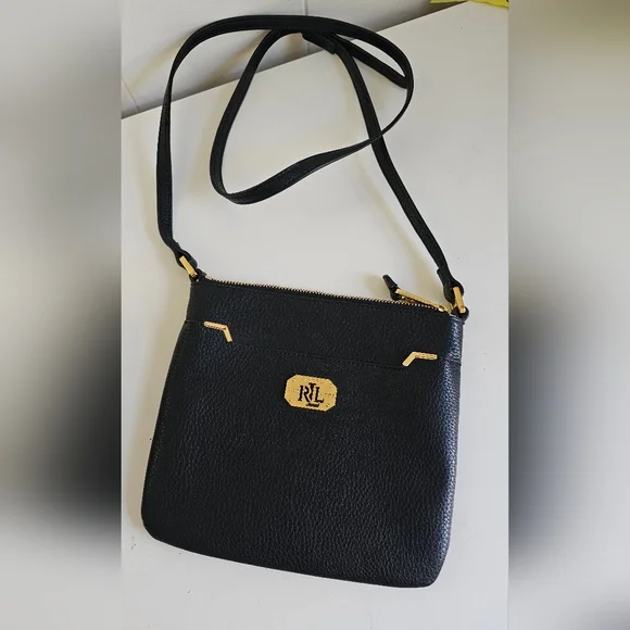 Ralph Lauren Modern Chic Crossbody Handbag Purse Adjustable Strap In Black - Picture 1 of 12